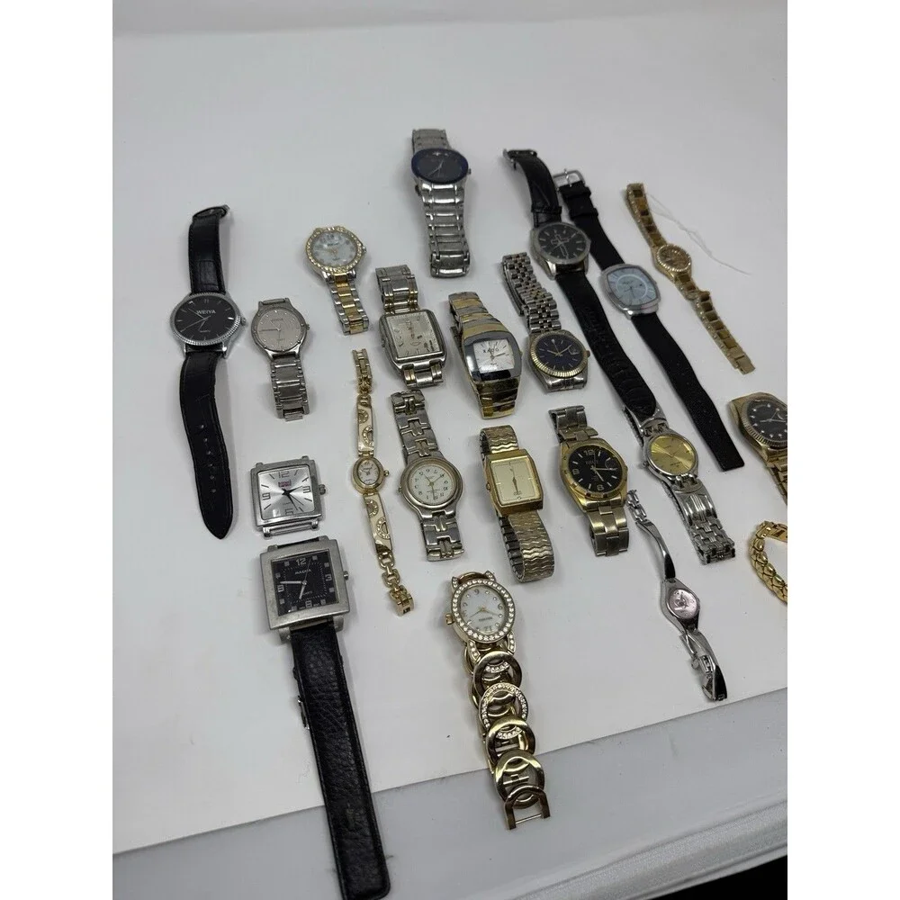 Lot of 20+ Mixed Watches Untested As-Is For Parts Repair Men Women Gold Silver